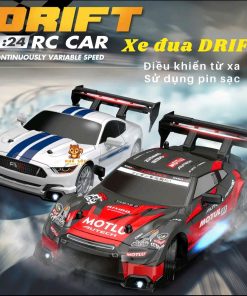 Xe Drift Điều Khiển Từ Xa, Tỷ Lệ 1:24 – Pin Sạc, Đèn LED, Kèm Bánh Drift & Chướng Ngại Vật