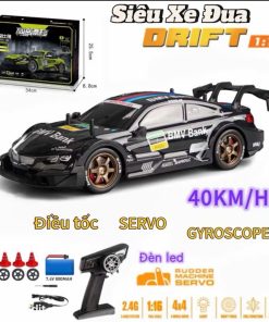 Siêu Xe đua Drift car racing tỉ lệ 1:16 tốc độ cao 40 km/h servo đánh lái esp gyro tích hợp đèn trước và xi nhan sau dùng pin sạc tặng 4 bánh điều khiển tốc độ cao và servo drift mượt