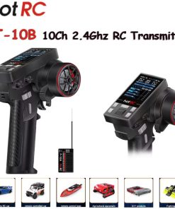 ( Bản vô lăng kim loại) Hotrc CT-10B CT10B, Rx-F-10A 10CH Màn Hình Màu Điều Khiển Từ Xa 2.4G 10CH Bộ Thu Phát Cho Xe RC Tàu Thuyền Xe Tăng